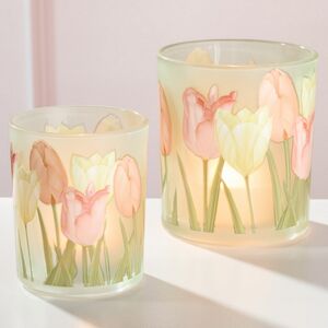 Набор стеклянных подсвечников Тюльпаны 8-10 см зеленый, 2 шт