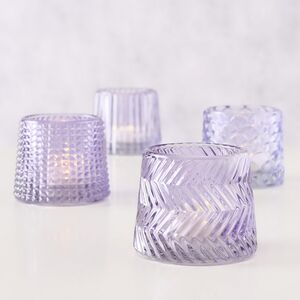 Набор стеклянных подсвечников Apperto 8 см сиреневый, 4 шт