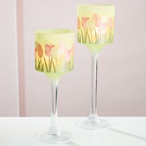 Набор стеклянных подсвечников - бокалов Тюльпаны - Rincone la Piedra 25-30 см, 2 шт