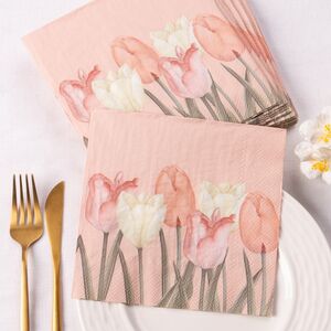 Бумажные салфетки Тюльпаны - Rincone la Piedra 17*17 см розовые, 20 шт