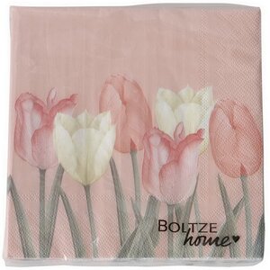 Бумажные салфетки Тюльпаны - Rincone la Piedra 17*17 см розовые, 20 шт (Boltze, Германия). Артикул: 2034524-2