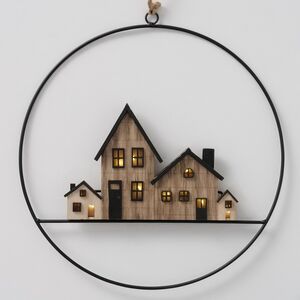 Декоративное панно Улочка Аманьон 31 см с подсветкой, таймер (Boltze, Германия). Артикул: 2039651-2