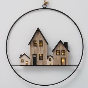 Декоративное панно Улочка Монтло 31 см с подсветкой, на батарейках (Boltze, Германия). Артикул: 2039651-1