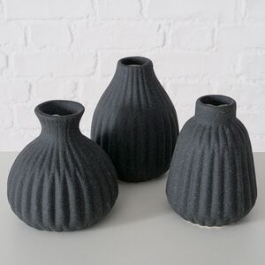Набор керамических ваз Лидс 12 см черный, 3 шт