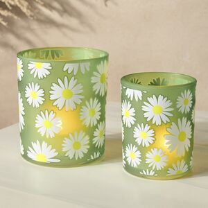 Набор стеклянных подсвечников Садовые Ромашки 9-11 см, 2 шт