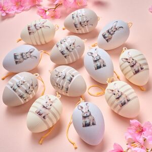 Пасхальные украшения Яйца Пушистые Кролики 6 см, 12 шт