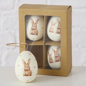 Пасхальные украшения Яйца Fluffy Rabbits 6 см, 4 шт, подвеска Boltze фото 2