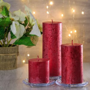 Декоративная свеча Металлик Миди 70*68 мм красная Kaemingk фото 4