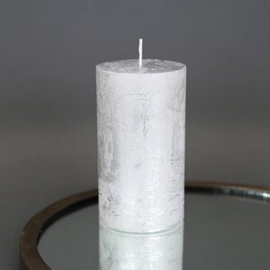 Декоративная свеча Металлик Макси 120*68 мм серебряная