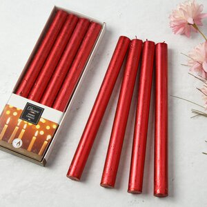 Высокие свечи Красный Металлик 25*2.2 см, 4 шт Kaemingk фото 1