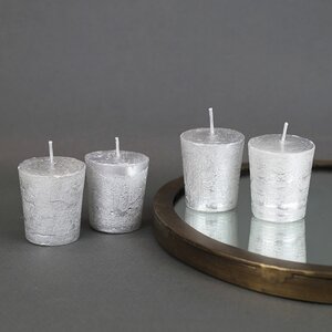 Чайная свеча Металлик серебряная 4 шт (Kaemingk, Нидерланды). Артикул: ID57222