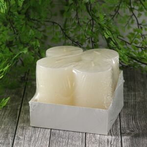 Набор декоративных свечей Рустик 8*5 см, 4 шт, слоновая кость (Kaemingk, Нидерланды). Артикул: 205591