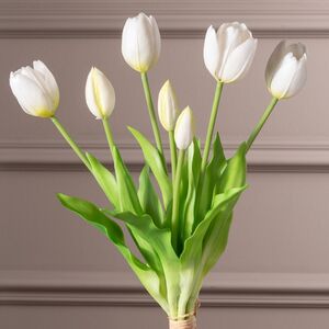 Силиконовые цветы Тюльпаны Great Milton белые 40 см, 7 шт Boltze фото 3