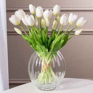 Силиконовые цветы Тюльпаны Great Milton белые 40 см, 7 шт Boltze фото 1