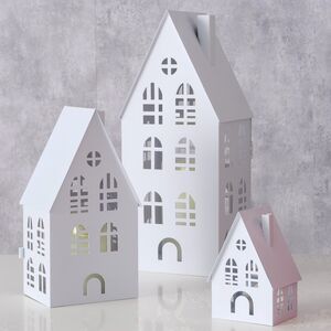 Набор подсвечников - домиков Белфаст 13-38 см белый, 3 шт