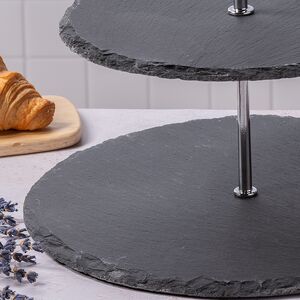 Этажерка двухуровневая для сервировки закусок 25 см, сланец Koopman фото 2