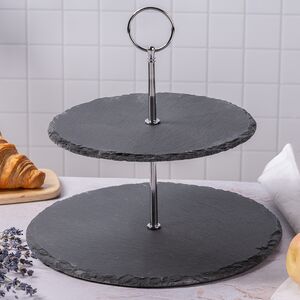 Этажерка двухуровневая для сервировки закусок 25 см, сланец Koopman фото 3