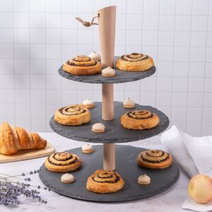 Этажерка трехуровневая для сервировки закусок 36*30 см, сланец