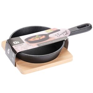 Порционная сковорода Тарти на бамбуковой подставке 12 см, чугун Koopman фото 5