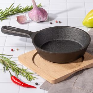 Порционная сковорода Тарти на бамбуковой подставке 12 см, чугун Koopman фото 3