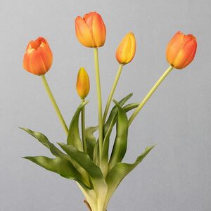 Силиконовые тюльпаны Spring Sun 5 шт, 40 см оранжевые EDG фото 8