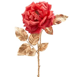Искусственная роза Глория Деи 57 см, коралловая (EDG, Италия). Артикул: 215449-34