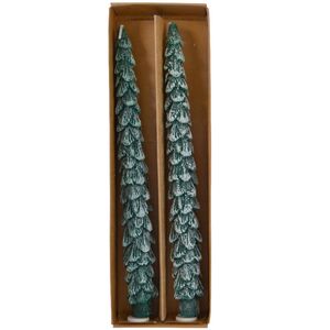 Новогодняя свеча Елочка Снежная 26 см, 2 шт (Kaemingk, Нидерланды). Артикул: 215559-2