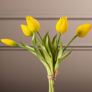 Силиконовые цветы Тюльпаны Parateo 5 шт, 26 см желтые EDG фото 2