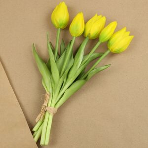 Силиконовые цветы Тюльпаны Parateo 5 шт, 26 см желтые EDG фото 7