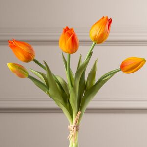 Силиконовые цветы Тюльпаны Паратео 5 шт, 26 см оранжевые EDG (ЭДГ) фото 2