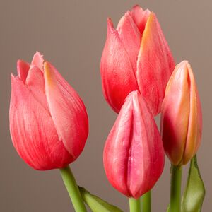 Силиконовые цветы Тюльпаны Parateo 5 шт, 26 см коралловые EDG фото 2
