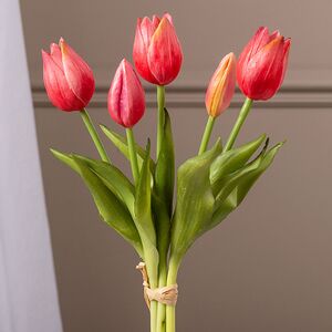 Силиконовые цветы Тюльпаны Parateo 5 шт, 26 см коралловые EDG фото 3
