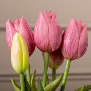 Силиконовые цветы Тюльпаны Parateo 5 шт, 26 см розовые EDG фото 2