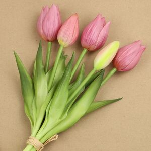 Силиконовые цветы Тюльпаны Parateo 5 шт, 26 см розовые EDG фото 6