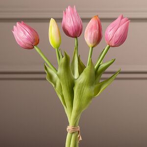 Силиконовые цветы Тюльпаны Parateo 5 шт, 26 см розовые EDG фото 3