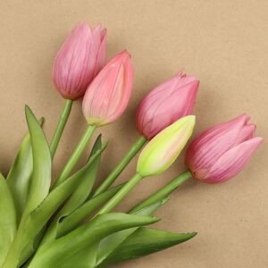 Силиконовые цветы Тюльпаны Parateo 5 шт, 26 см розовые EDG фото 7
