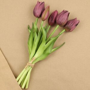 Силиконовые цветы Тюльпаны Parateo 5 шт, 26 см бургунди EDG фото 8