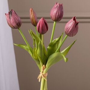 Силиконовые цветы Тюльпаны Parateo 5 шт, 26 см бургунди EDG фото 2