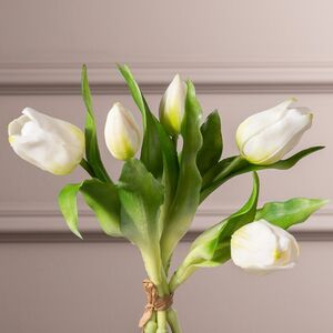 Силиконовые цветы Тюльпаны Piccola Ragazza 5 шт, 28 см белые EDG фото 3