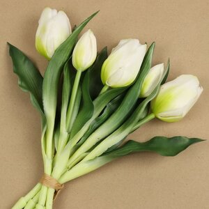 Силиконовые цветы Тюльпаны Piccola Ragazza 5 шт, 28 см белые EDG фото 1