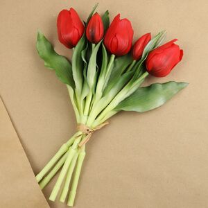 Силиконовые цветы Тюльпаны Piccola Ragazza 5 шт, 28 см красные EDG фото 4