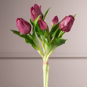 Силиконовые цветы Тюльпаны Piccola Ragazza 5 шт, 28 см бордовые EDG фото 3