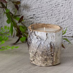 Декоративная свеча Березка 7*6 см белая с коричневым (Kaemingk, Нидерланды). Артикул: 216067-2