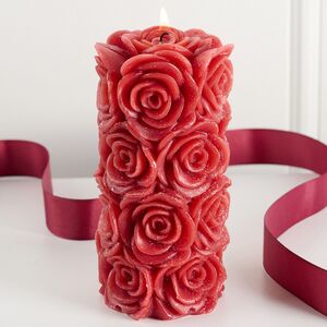 Декоративная свеча Розабелла 14*7 см бордовая Kaemingk фото 3