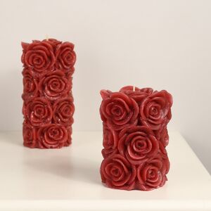 Декоративная свеча Розабелла 10*7 см бордовая (Kaemingk, Нидерланды). Артикул: 216114-2