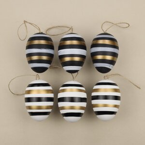 Пасхальные подвески Яйца - Glamorous Stripes 6 см, 6 шт Breitner фото 2