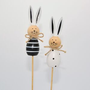 Пасхальные украшения на палочке Чёрно-белые Кролики 34 см, 2 шт Breitner (Брайтнер) фото 3