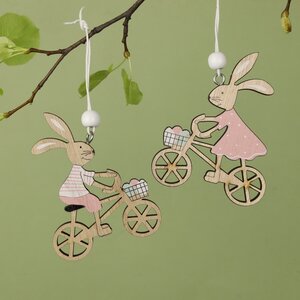 Набор подвесных украшений Кролики на Велосипеде 9 см, 2 шт Breitner фото 1