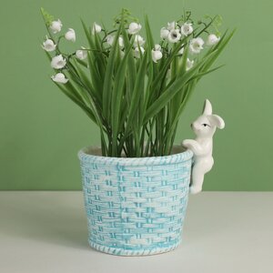 Декоративное кашпо Крошка Кролик 14*11 см голубое (Koopman, Нидерланды). Артикул: 252980080-1