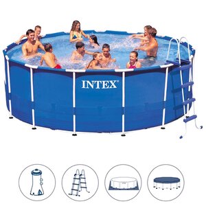 Каркасный бассейн 28242 Intex Metal Frame 457*122 см, фильтр-насос, аксессуары (INTEX, Китай). Артикул: 28242